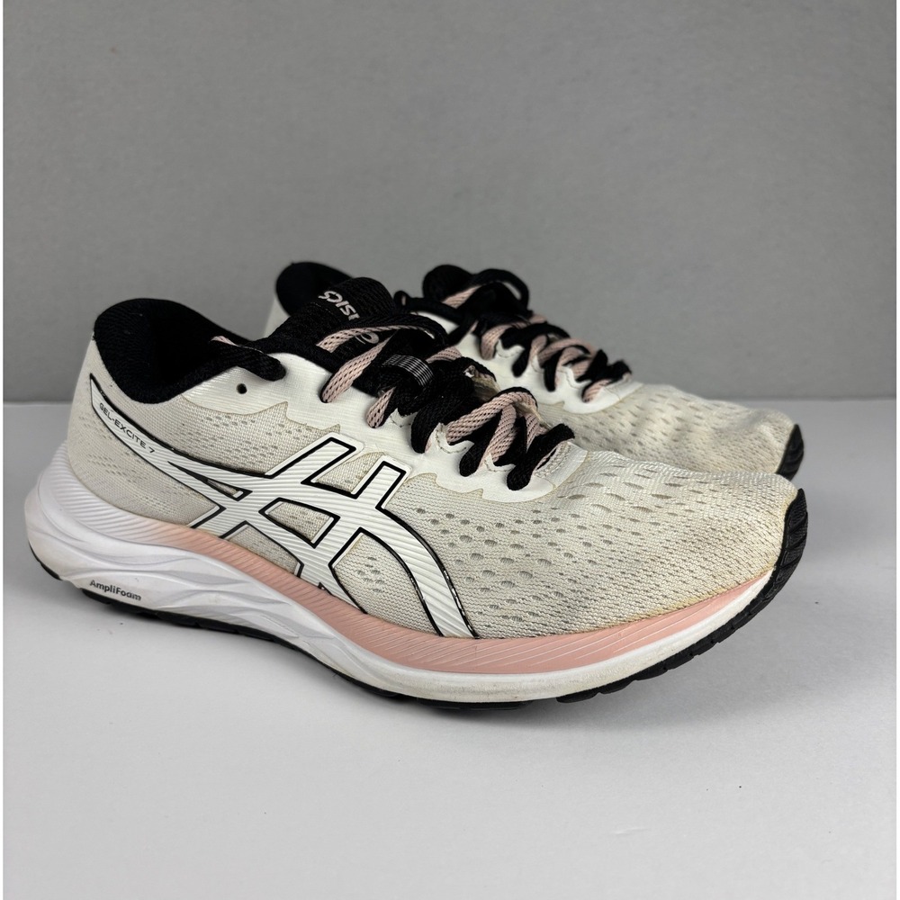 Asics Gel-Excite 7 Running Shoes Athletic Sneakers Size 8 White Pink Black‎